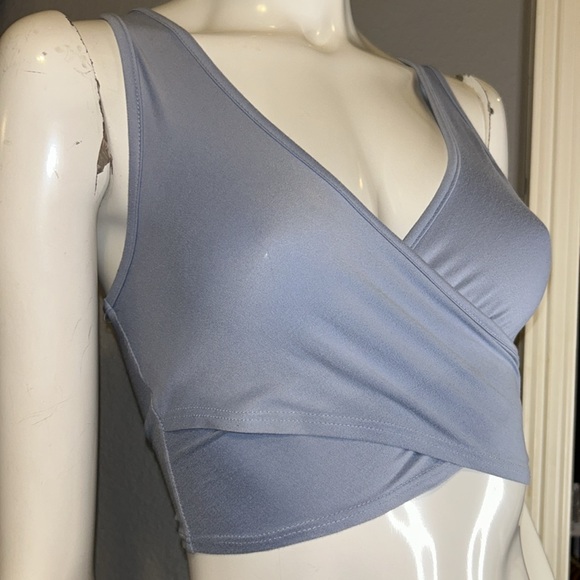 Blue Criss-Cross Crop TOP - Picture 2 of 5